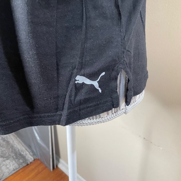 PUMA Womens PUMA Spelled Out Metallic Logo Black Tee Size M - Picture 4 of 11